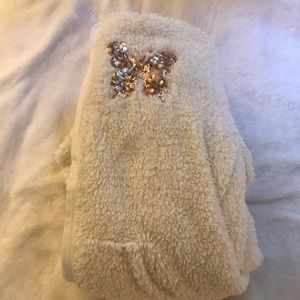 Children’s warm fluffy sweater with gold butterfly